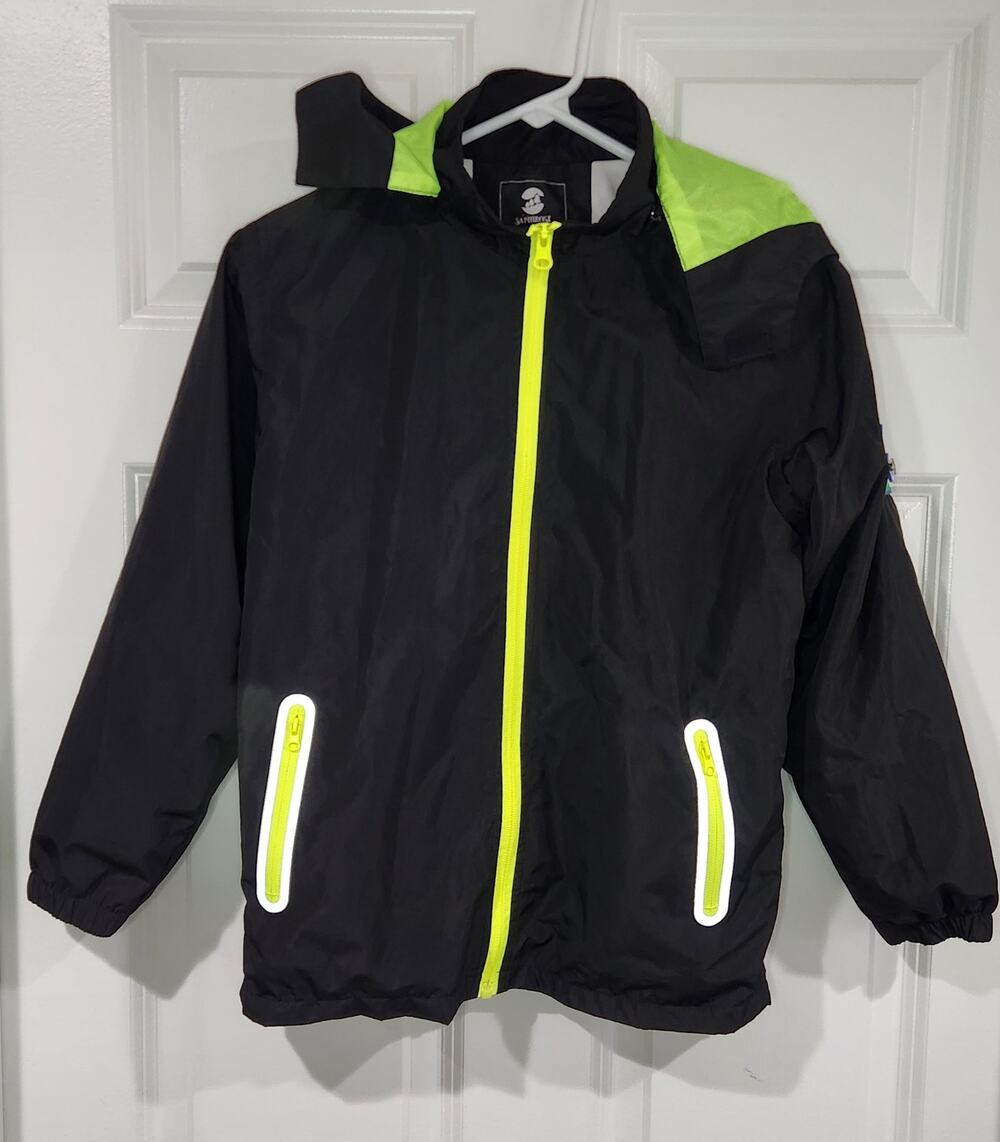 Kids XL Hooded Waterproof Rain Jacket w/ Pockets & Removeable Hood Mesh Lined